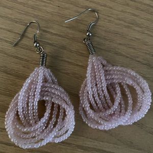 Pink beaded dangling earrings